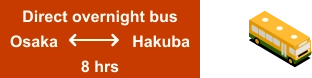 Direct overnight bus Osaka		  Hakuba   8 hrs